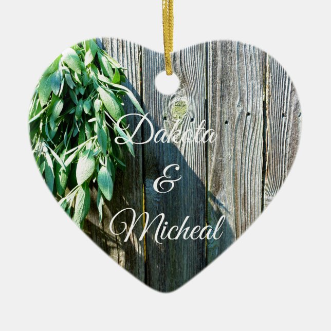 Ornamento De Cerâmica Plantas aromáticas verdes bovinas, madeiras em dif (Frente)