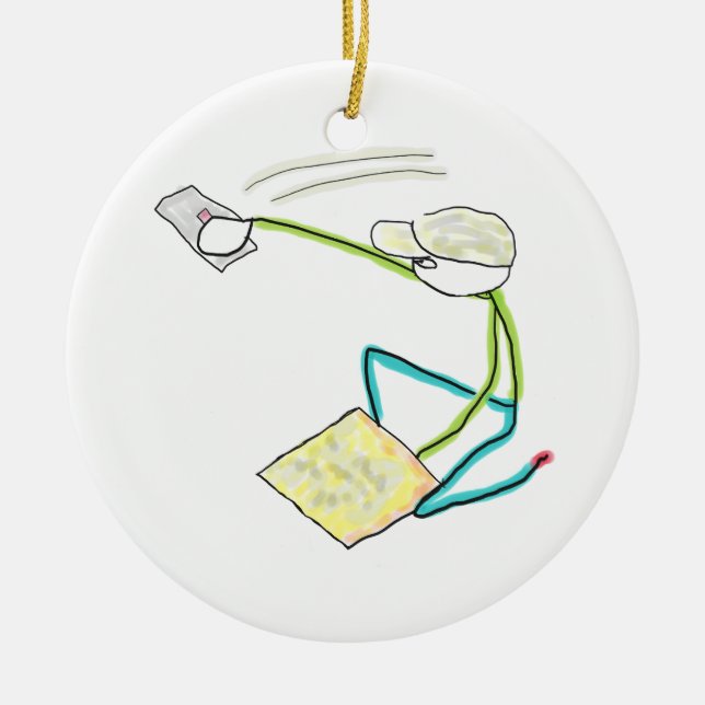 Ornamento De Cerâmica Plasterer Stickman (Frente)