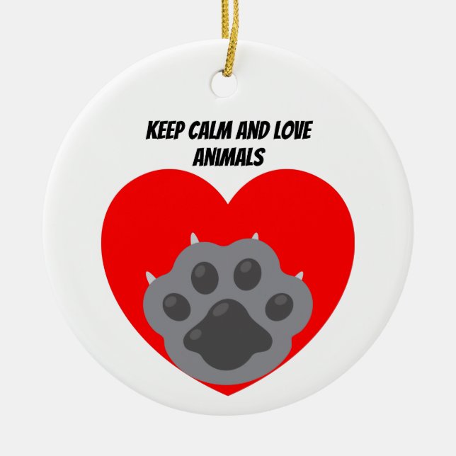 Ornamento De Cerâmica Playera keep calm and love animals phrase (Frente)