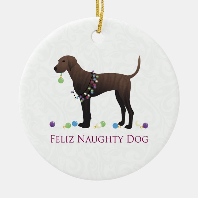 Ornamento De Cerâmica Plott Hound Christmas (Frente)