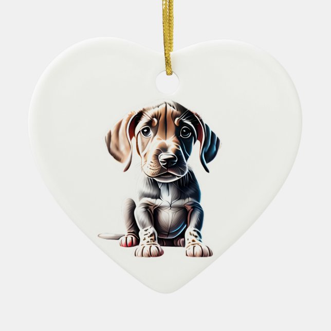Ornamento De Cerâmica Plott Hound Puppy Personalizado (Frente)