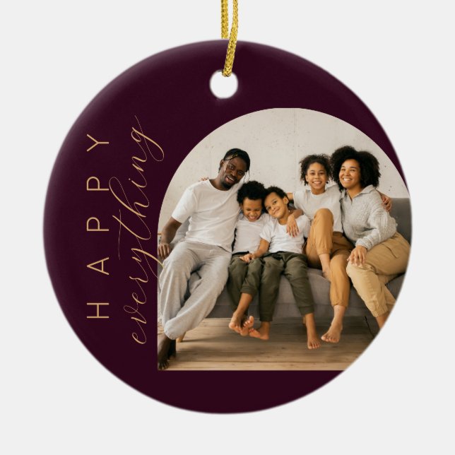 Ornamento De Cerâmica Plum Happy TUDO (Frente)