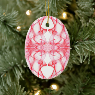 Ornamento De Cerâmica Plumas de Fumaça Vermelha no Branco