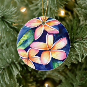 Ornamento De Cerâmica Plumeria Brilhante