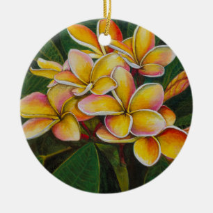 Ornamento De Cerâmica Plumeria do arco-íris