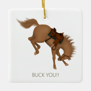 Ornamento De Cerâmica Põe-Te! Funny Brown Horse Personalizado