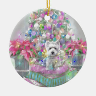 Ornamento De Cerâmica Poinsétias cor-de-rosa