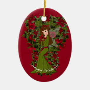 Ornamento De Cerâmica Poinsettia Christmas Faery Ornament