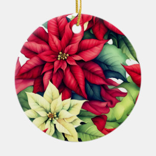 Ornamento De Cerâmica Poinsettia Flowers