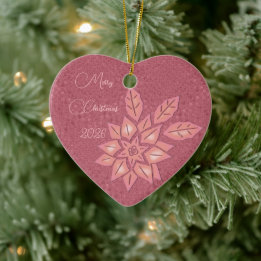 Ornamento De Cerâmica Poinsettia Gradiente de Palha Rosa e Pêssego