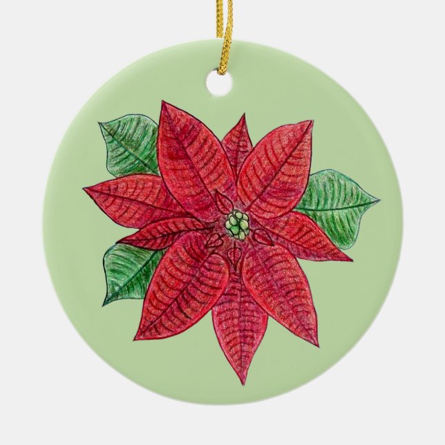 Ornamento De Cerâmica Poinsettia MEMORIAL Ornament/Mint - Personalizar! (Frente)