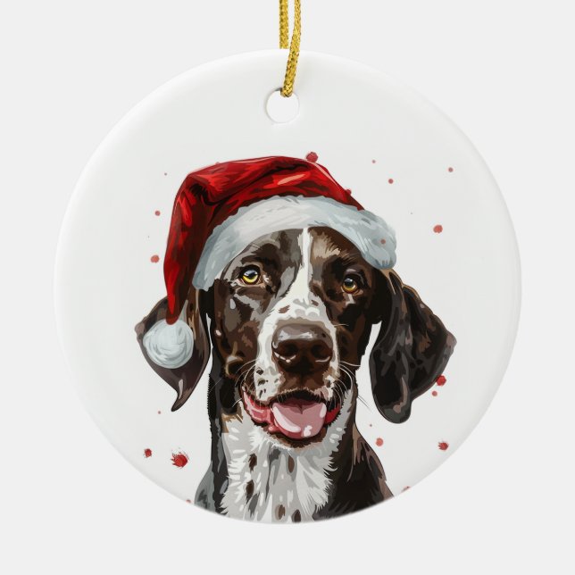 Ornamento De Cerâmica Pointer Dog Christmas Personalized (Frente)