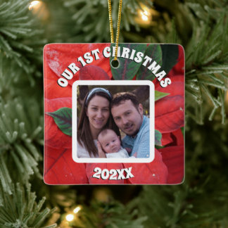 Ornamento De Cerâmica Pointsettia 1rua Família Natal 20XX