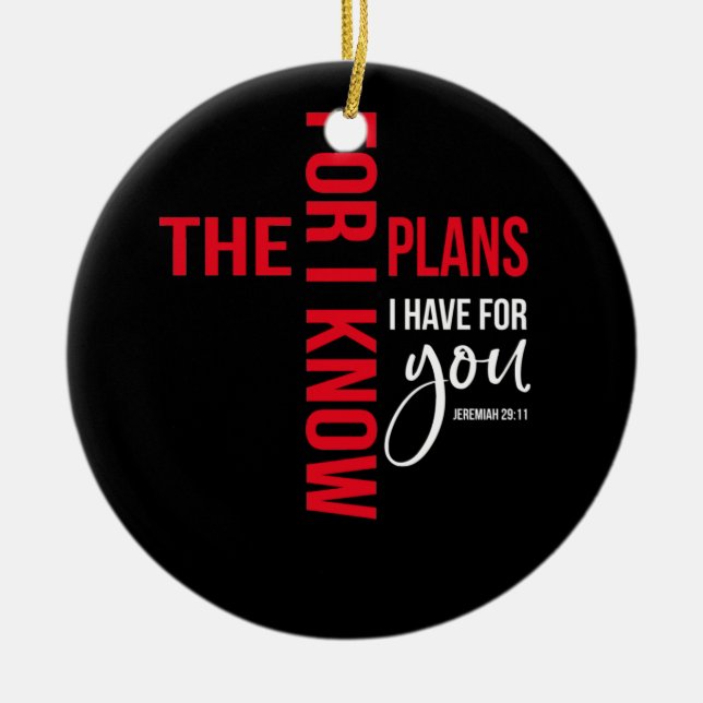 Ornamento De Cerâmica Pois Eu Sei Os Planos Que Tenho Para Você Jeremiah (Frente)
