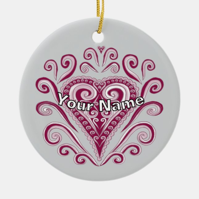 Ornamento De Cerâmica Poker Hearts  (Frente)