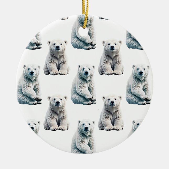 Ornamento De Cerâmica Polar Bear Animal Pattern Design (Frente)