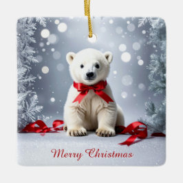 Ornamento De Cerâmica Polar Bear Christmas Holiday Ornament