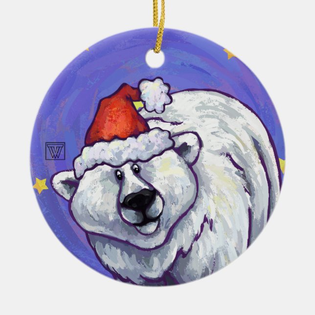 Ornamento De Cerâmica Polar Bear Natal (Frente)