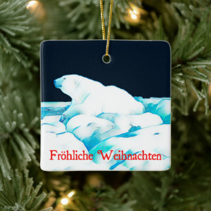 Ornamento De Cerâmica Polar Bear No Gelo - Fröhliche Weihnachten