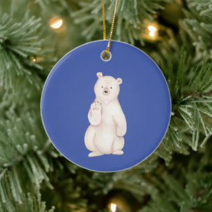 Ornamento De Cerâmica Polar Winter Bear Watercolor para Crianças