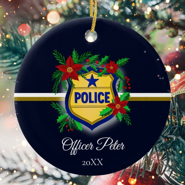 Ornamento De Cerâmica Police Christmas Elegant Holiday Party (Criador carregado)