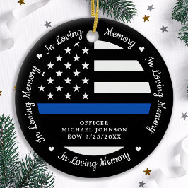 Ornamento De Cerâmica Police In Loving Memory Thin Blue Line Memorial