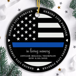 Ornamento De Cerâmica Police Memorial Fallen Officer EOW Thin Blue Line