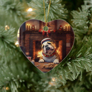 Ornamento De Cerâmica Polícia de Bulldog Lover Pet Ornament Gift