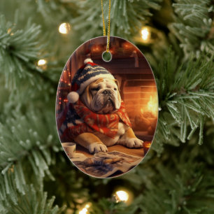 Ornamento De Cerâmica Polícia de Bulldog Lover Pet Ornament Gift