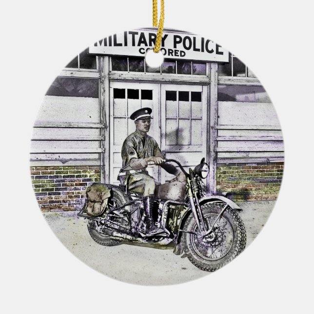 Ornamento De Cerâmica Polícia de Motocicleta Preta ww2 (Frente)