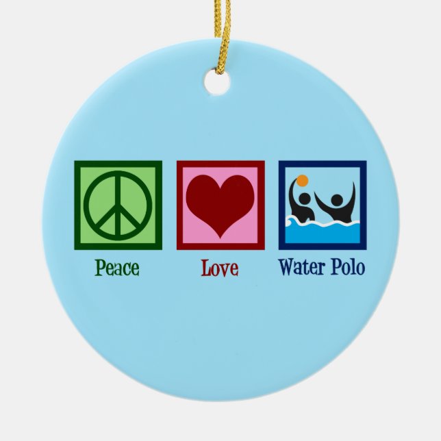Ornamento De Cerâmica Polo Aquático Peace Love (Frente)