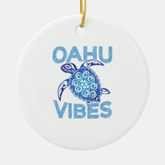 Ornamento De Cerâmica Polynesian Blue Tribal Sea Turtle Oahu Vibes