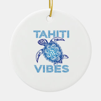 Ornamento De Cerâmica Polynesian Blue Tribal Sea Turtle Tahiti Vibes