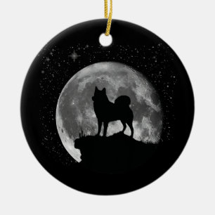 Ornamento De Cerâmica Pom Finlandês Caçando Cachorro Spitz Moon