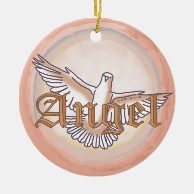 Ornamento De Cerâmica pomba anjo cristã (Frente)