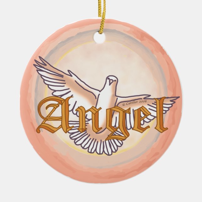 Ornamento De Cerâmica Pomba-de-anjo-cristão (Frente)