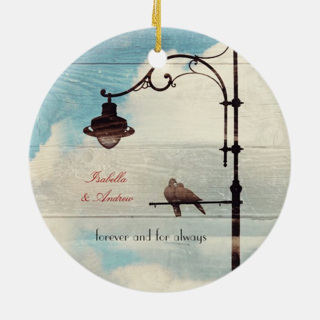 Ornamento De Cerâmica Pombas da tartaruga - amor e fidelidade (Traseira)