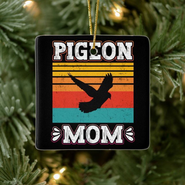 Ornamento De Cerâmica Pombo Mãe Bird Fly Animal Cute Pigeon Birds Retro (Árvore)