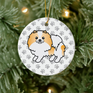 Ornamento De Cerâmica Pomerânia de Cartoons de Cor Partida Laranja