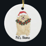 Ornamento De Cerâmica Pomerânia Personalizada<br><div class="desc">Façam a lista legal este ano com um ornamento personalizado do seu doce elfo pomerano! Para os presentes mais doces,  emparelhe-o com um impressão de arte correspondente ou outro item da minha coleção!</div>