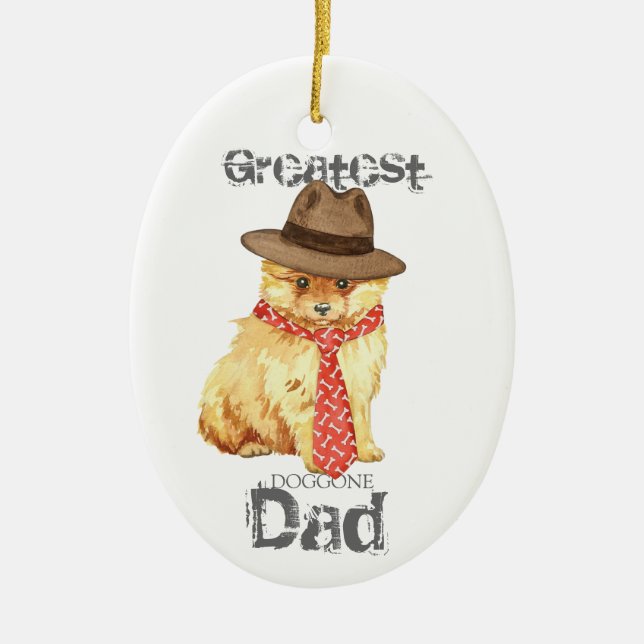 Ornamento De Cerâmica Pomeranian Dad Ceramic Ornament (Frente)