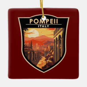 Ornamento De Cerâmica Pompeii Campania Itália Viagem Art Vintage