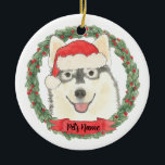Ornamento De Cerâmica Pomsky Personalizado<br><div class="desc">Faça a lista legal este ano com um ornamento personalizado do seu pomsky doce!</div>