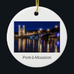Ornamento De Cerâmica Pont a Mousson Panorama com Moselle Souvenir<br><div class="desc">Ponta uma cidade de Mousson com a igreja Santo Martin e Moselle na França. Souvenir Panorama para as férias do Grande Est. Pont-à-Mousson com pôr do sol em França como uma lembrança para o Grande Est. Estilo de vida Pont a Mousson para mochilas urbanas e feriados na cidade francesa. O...</div>
