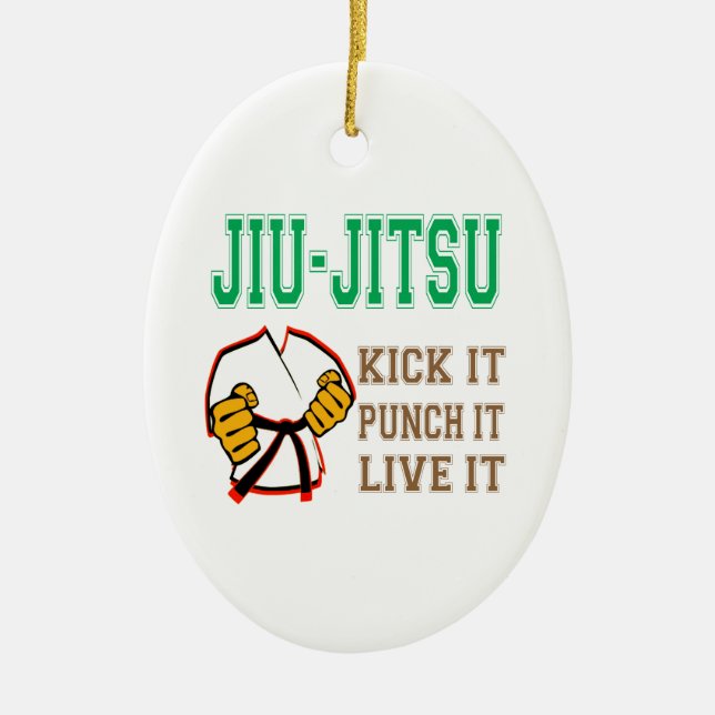 Ornamento De Cerâmica Pontapé de Jiu-Jitsu, perfura-o, vive ele (Frente)