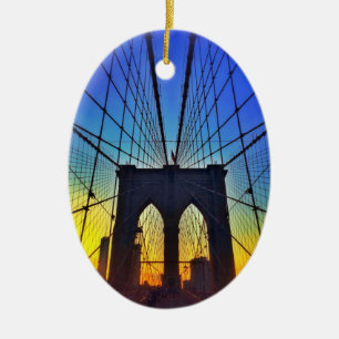 Ornamento De Cerâmica Ponte de Brooklyn no por do sol