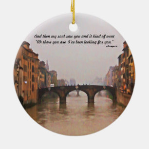 Ornamento De Cerâmica Ponte de Florença com citações do amor