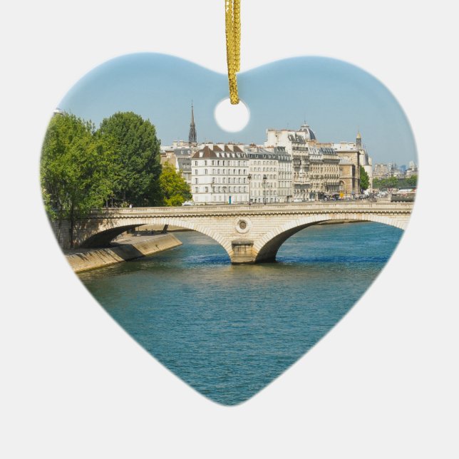 Ornamento De Cerâmica Ponte sobre o rio Seine em Paris, France (Frente)
