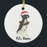 Ornamento De Cerâmica Ponteiro alemão abreviado personalizado (preto)<br><div class="desc">Faça a boa lista este ano com um ornamento personalizado do seu doce elfo de ponteiro!</div>