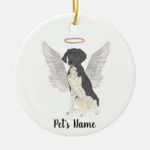 Ornamento De Cerâmica Ponteiro Alemão de Cabelo Curto Preto e Branco Sim